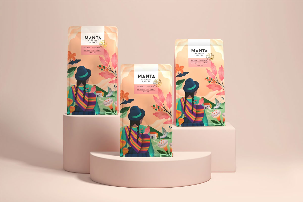 秘鲁风情插画为灵感的Manta咖啡包装设计