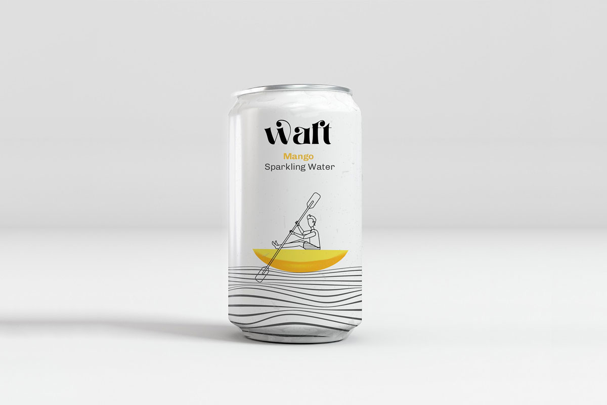 水果元素与线条插画结合！WAFT风味苏打水包装设计